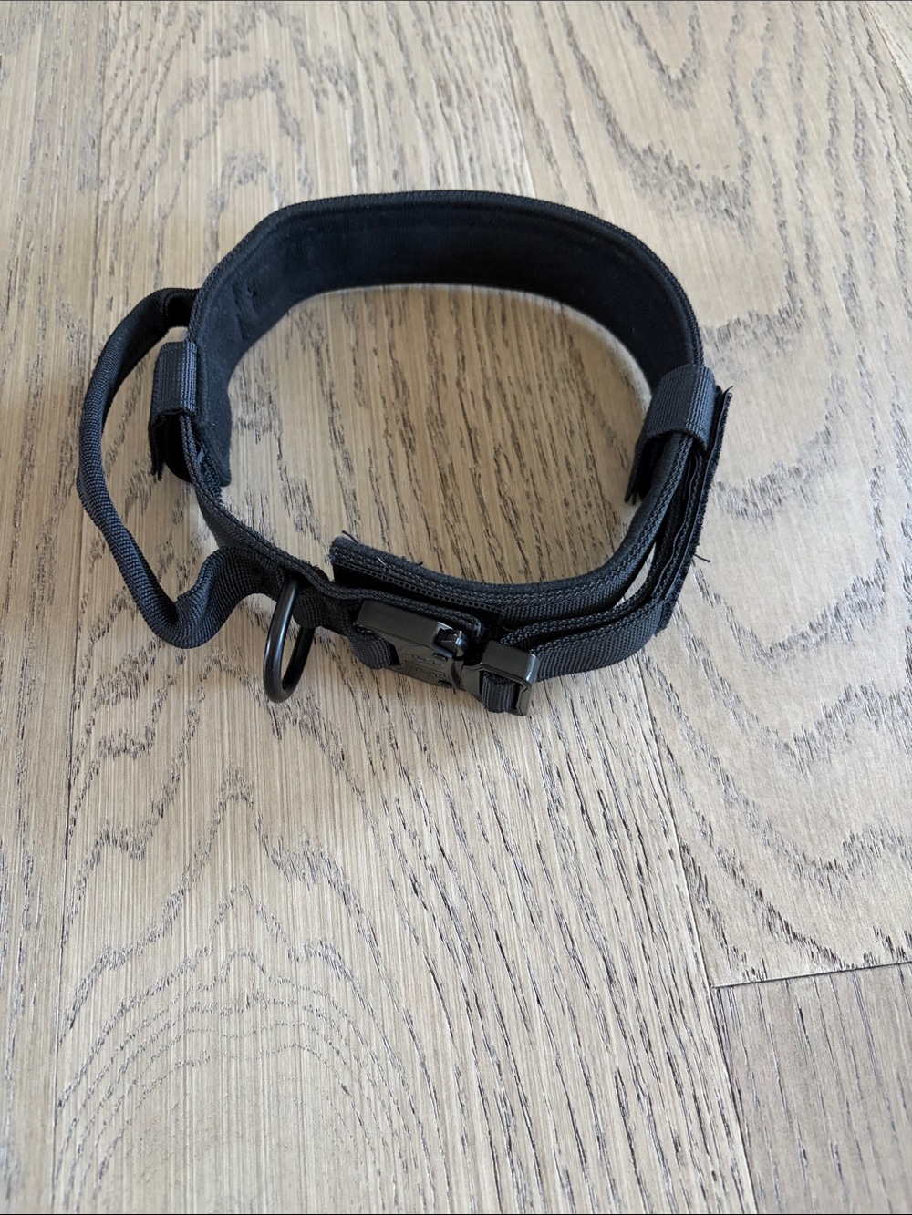 Adjustable Black Tactical Dog Collar with Quick-Release Buckle